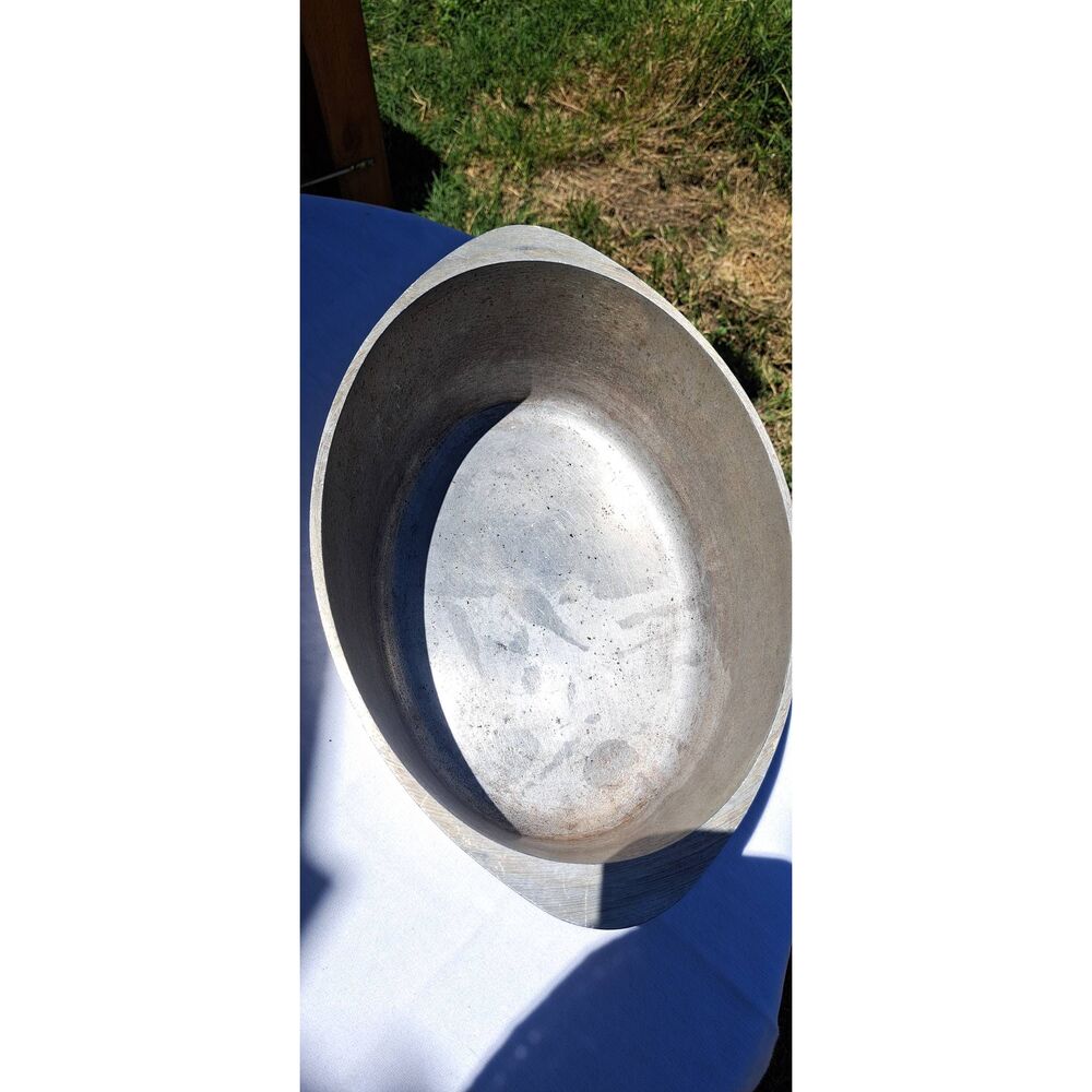 Vintage Club Aluminum Oval Dutch Oven Roaster Pot With Lid 6 Quart Silver Hammer - Picture 3 of 5